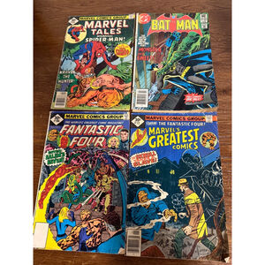 Vintage Comic Lot Batman Marvel Spider-Man Fantastic Four (4 Comics) Bronze Age